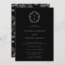 Black and White Monogram Crest Wedding