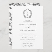 Black and White Monogram Crest Wedding