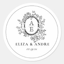 Black and White Monogram Crest Wedding