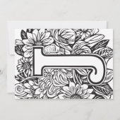 Black and White Monogram J Tattoo Flowers Wedding Kaart (Achterkant)