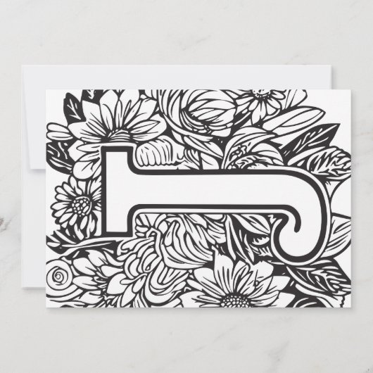 Black and White Monogram J Tattoo Flowers Wedding Kaart (Achterkant)