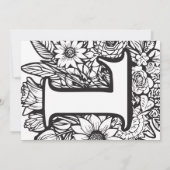 Black and White Monogram L Tattoo Flowers Wedding Kaart (Achterkant)