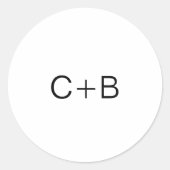 Black and White Monogram Modern Wedding Ronde Sticker (Voorkant)