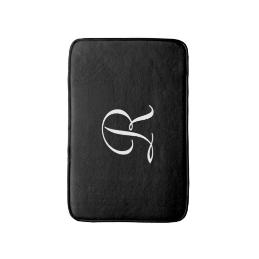 Black and White Monogram Plush Minimalist Simple Badmat (Voorkant Verticaal)