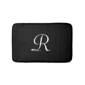 Black and White Monogram Plush Minimalist Simple Badmat (Voorkant)