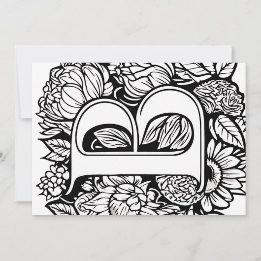 Black and White Monogram Tattoo Flowers Wedding Kaart (Achterkant)