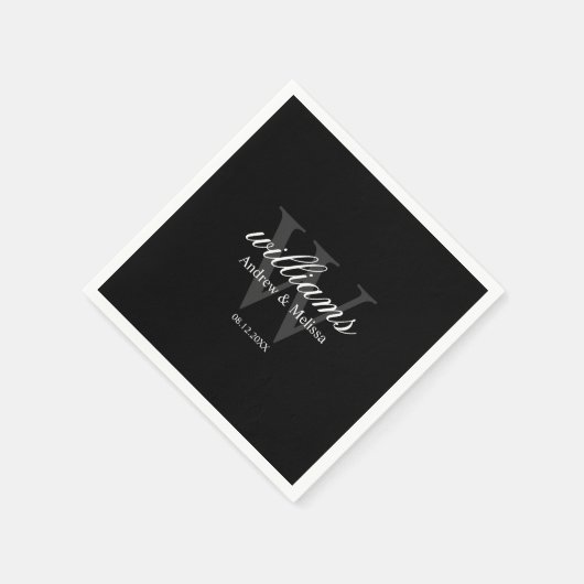 Black and White Monogram Wedding Servet (Hoek)
