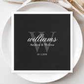 Black and White Monogram Wedding Servet
