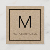 Black and White Monogramm Vierkante Visitekaartje (Voorkant)