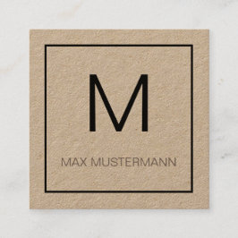 Black and White Monogramm Vierkante Visitekaartje