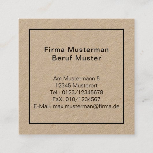 Black and White Monogramm Vierkante Visitekaartje (Achterkant)