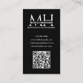 Black and White Monogrammed Logo 1 Photo Qr Code B Visitekaartje (Achterkant)