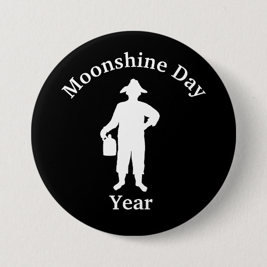 Black and White Moonshiner Silhouette Button (Voorkant)