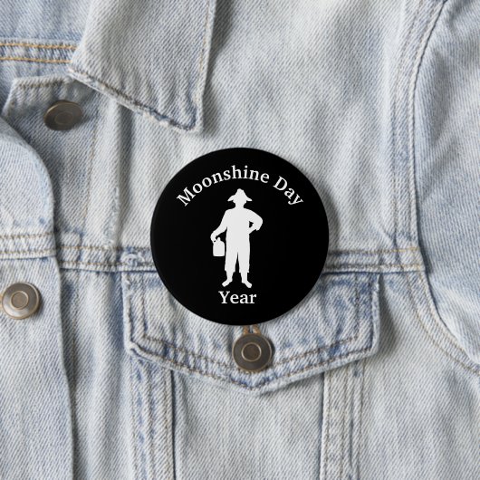 Black and White Moonshiner Silhouette Button (In situ)