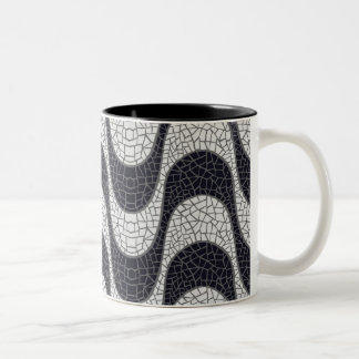 Black and white mosaic wave  mug tweekleurige koffiemok