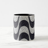 Black and white mosaic wave mug tweekleurige koffiemok (Center)
