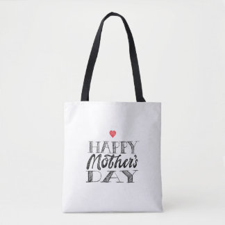 Black and White Mother's Day Lettering & Heart Tote Bag