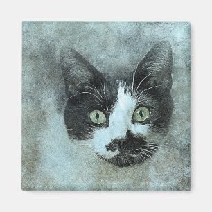 Black and White Mouser   ABSTRACT   WATERVERF Magneet