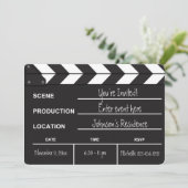 Black and White Movie Clapboard "blank" uitnodigt Kaart (Staand voorkant)