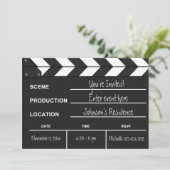 Black and White Movie Clapboard "blank" uitnodigt Kaart (Staand voorkant)