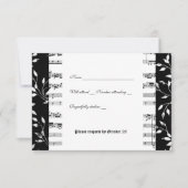 Black and White Mozart Music Rsvp met envelop (Voorkant)