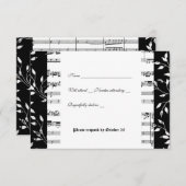 Black and White Mozart Music Rsvp met envelop (Voorkant / Achterkant)