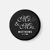 Black and white Mr en Mrs Wedding Monogram Magnet (Voorkant)