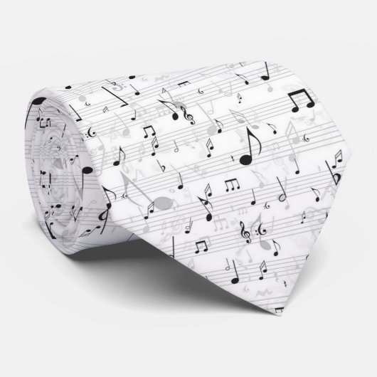 Black and White Music Note Stropdas (Opgerold)