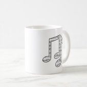 Black and White Music Notes Koffiemok (Voorkant rechts)