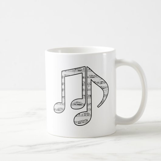 Black and White Music Notes Koffiemok (Rechts)