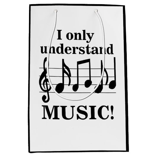 Black and White Music Notes Musician Party Medium Cadeauzakje (Voorkant)