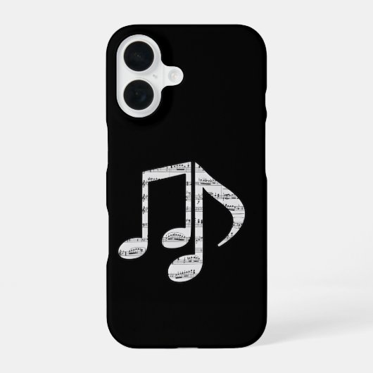 Black and White Music Notes Phone Case iPhone 16 Hoesje (Achterkant)