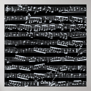 Black and white music notes poster