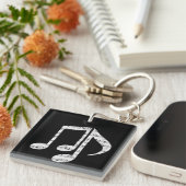 Black and White Music Notes Sleutelhanger (Voorkant Rechts)