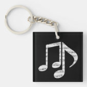 Black and White Music Notes Sleutelhanger (Voorkant)