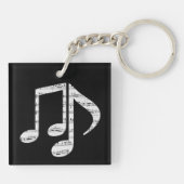 Black and White Music Notes Sleutelhanger (Achterkant)