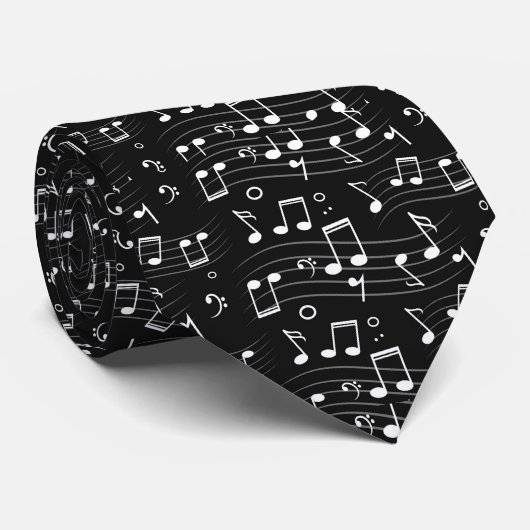 Black And White Music Notes Stropdas (Opgerold)