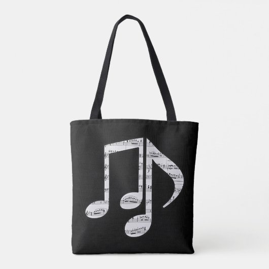 Black and White Music Notes Tote Bag (Achterkant)
