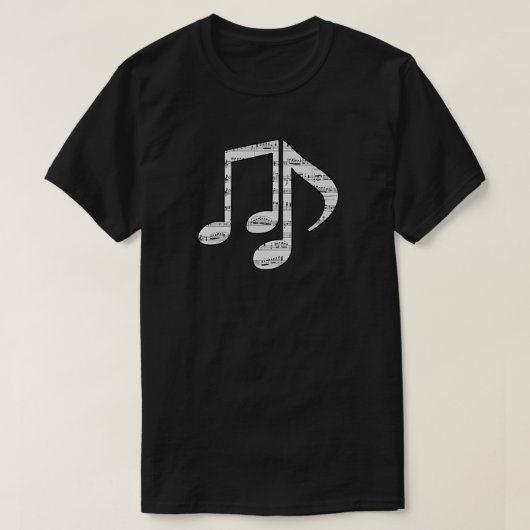 Black and White Music Notes Unisex T-shirt (Design voorkant)