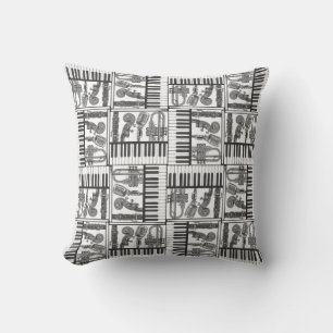 Black and White Music Pillow Kussen