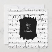 Black and White Music Theme Wedding Invitation Kaart (Achterkant)