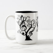 Black and White Music Treble Clef Tree Mok (Links)