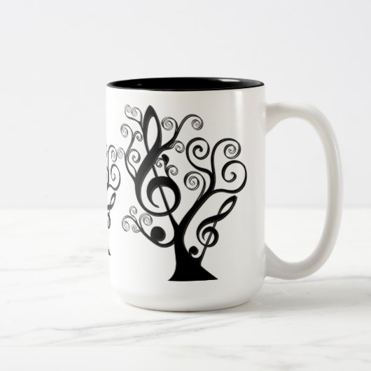 Black and White Music Treble Clef Tree Mok (Rechts)