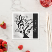 Black and White Music Treble Clef Tree Napkins 2 Servet (Insitu)