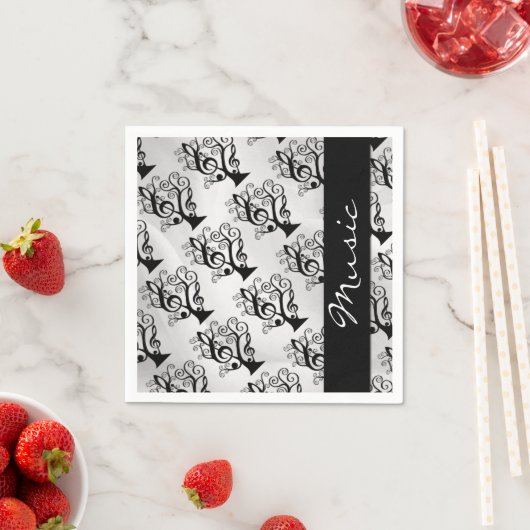 Black and White Music Treble Clef Tree Napkins Servetten (Insitu)
