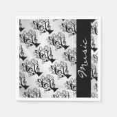 Black and White Music Treble Clef Tree Napkins Servetten (Voorkant)