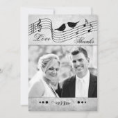 Black and White Music Wedding Foto Hartelijk dank Bedankkaart (Voorkant)
