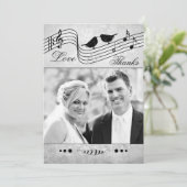 Black and White Music Wedding Foto Hartelijk dank Bedankkaart (Staand voorkant)
