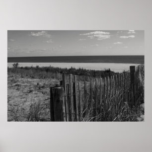 Black and White New Jersey Beach Poster