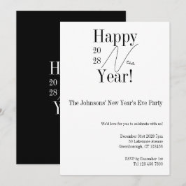 Black and White New Year's Eve Party Kaart